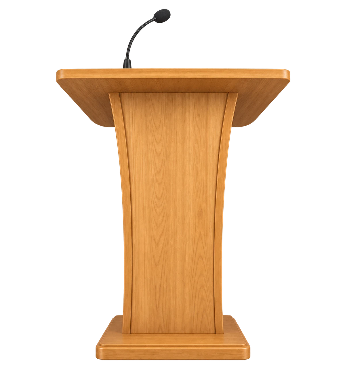 Wooden speaking podium with microphone